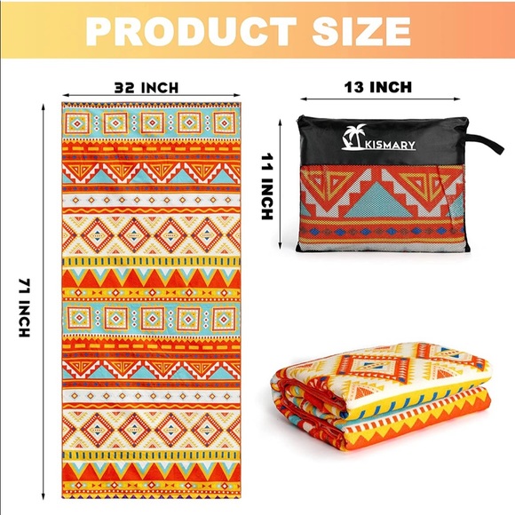 Kismary Beach Towels Oversized,Thick Microfiber Beach Towel 32”x71” - Picture 6 of 6